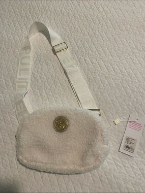 Lilly Pulitzer White Sherpa Crossbody Bag with Gold Accent